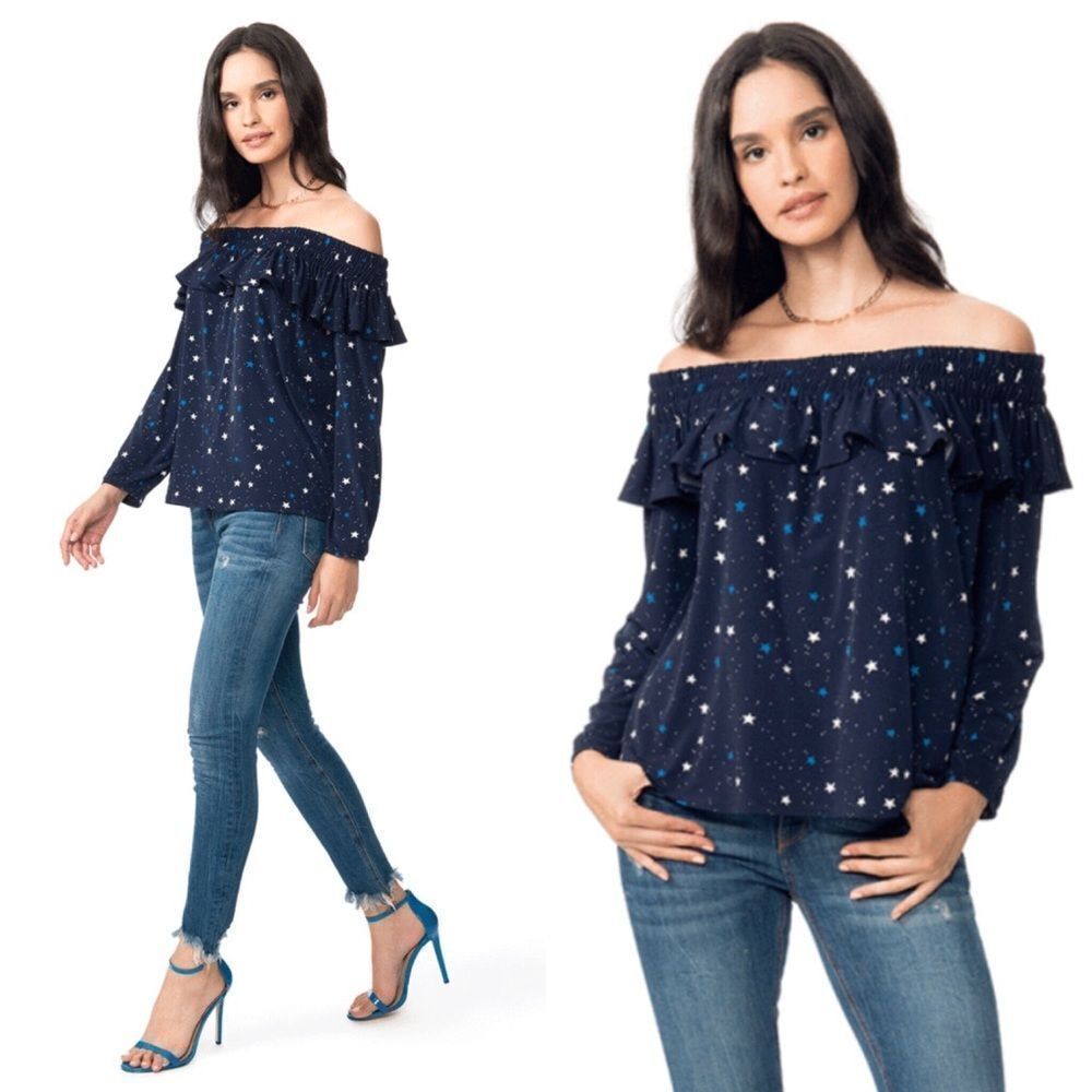 NWT leota Aurora blouse in‎ galaxy star print